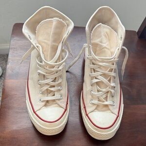 Women’s Converse Cream and Red High-Top Sneakers size 9